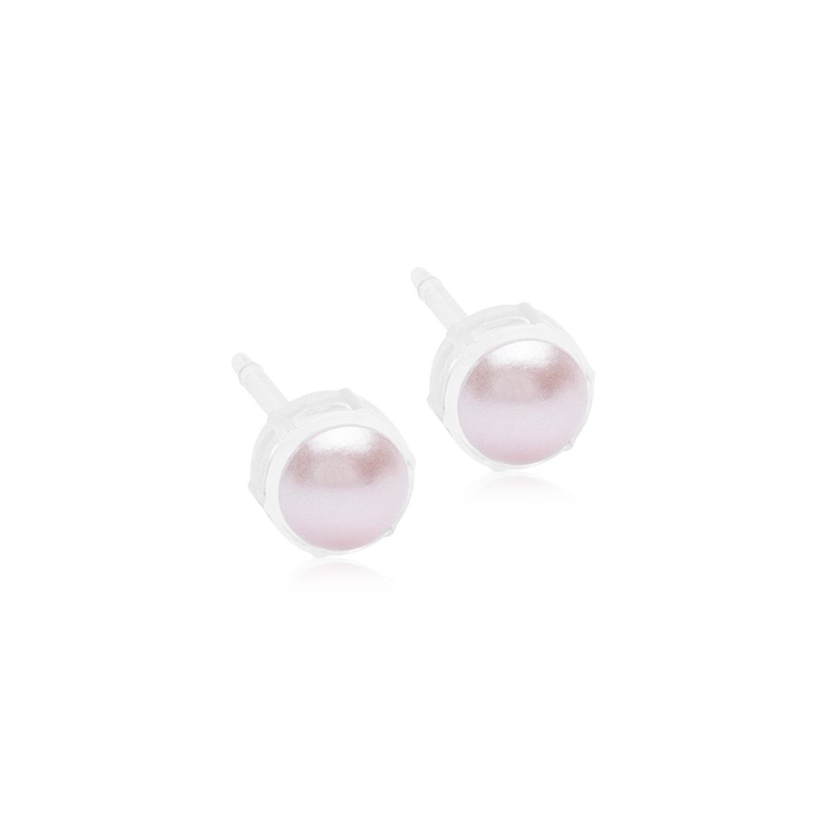 Blomdahl - Bezel Pearl light rose øreringe, 6 mm Medicinsk Plastik