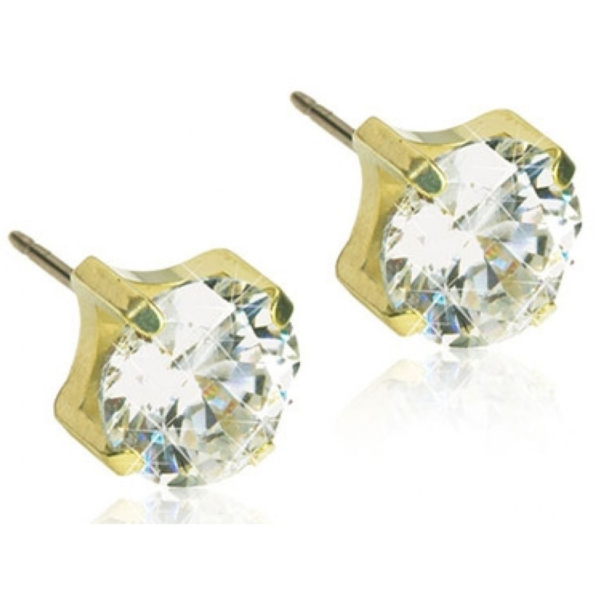 BLOMDAHL GOLDEN TIFFANY CZ WHITE 5 MM ØRESTIKKER