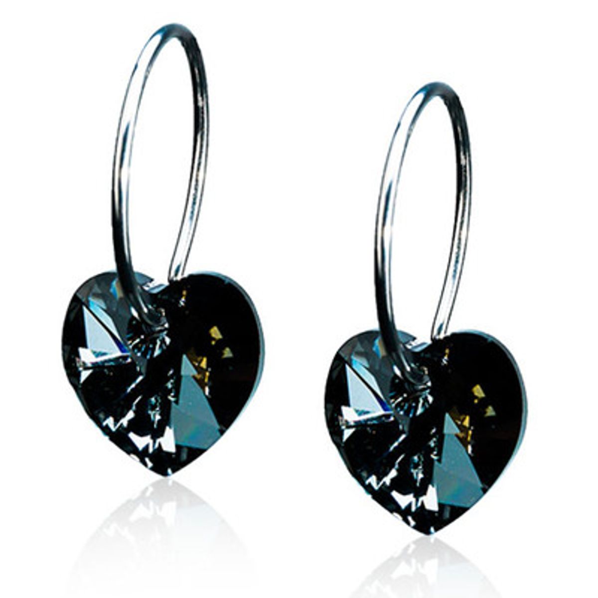 Blomdahl Heart Black Diamond Titanium Øreringe med Swarovski Krystaller