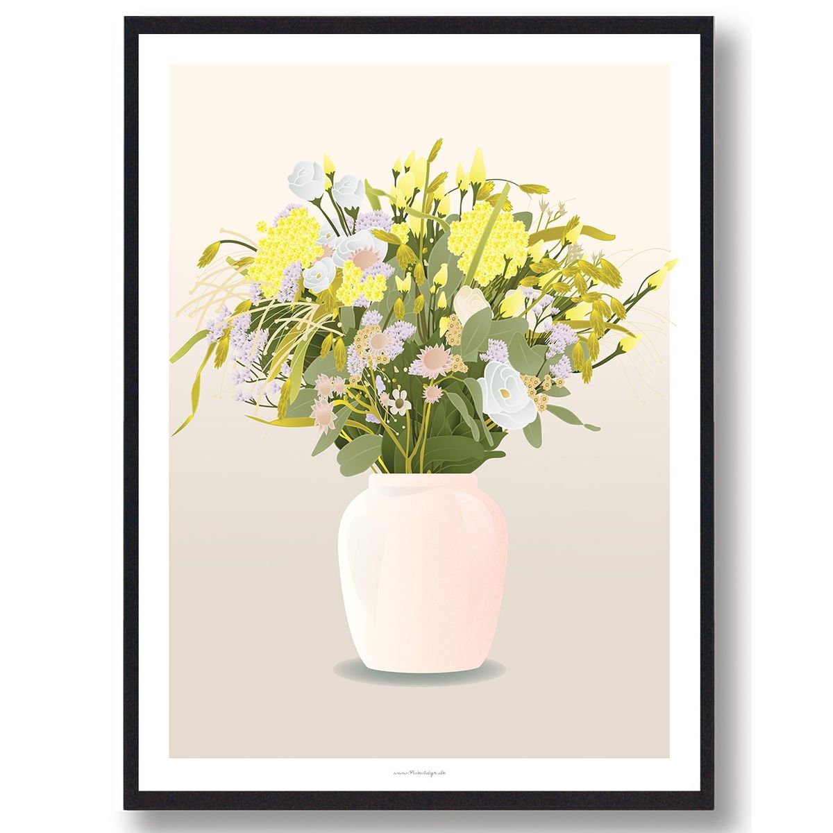 Blomster i vase - plakat (Størrelse: S - 21x29,7cm (A4))