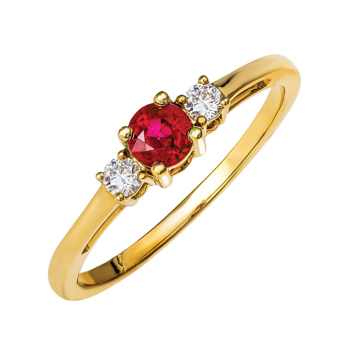 Blomster Jewellery Ring - 14 karat guld ring med diamanter og rubin - BLMI1R-RG