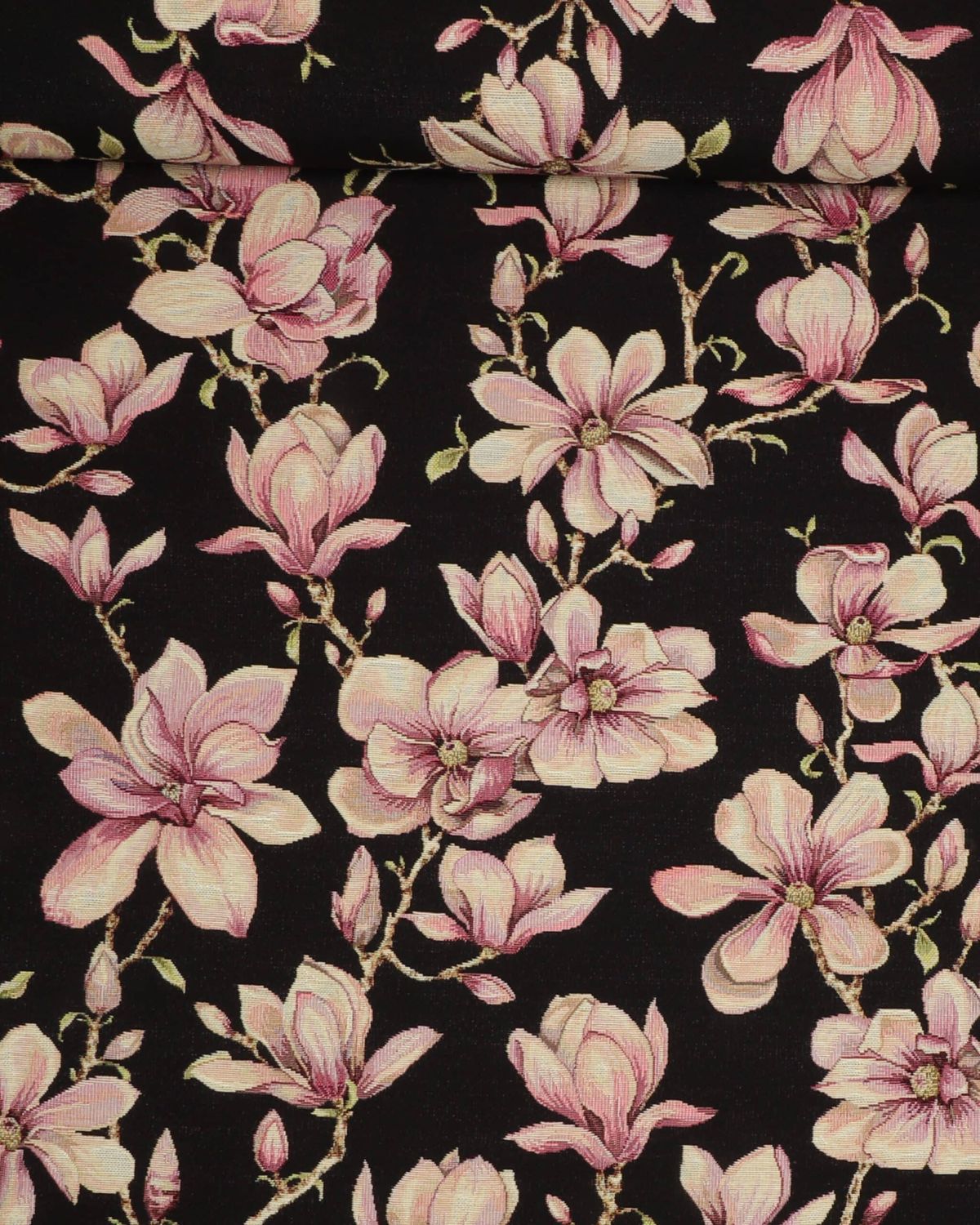 Blomster på sort bundfarve - Gobelin - Bomuld, Polyester