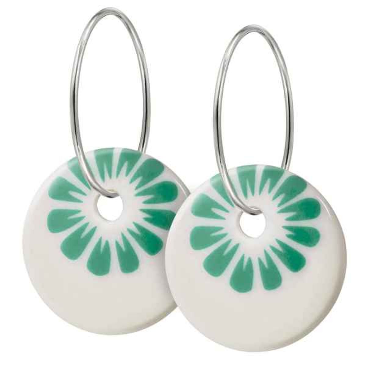 Bloom Sea Green Sterling Sølv Øreringe fra Scherning med Porcelæn