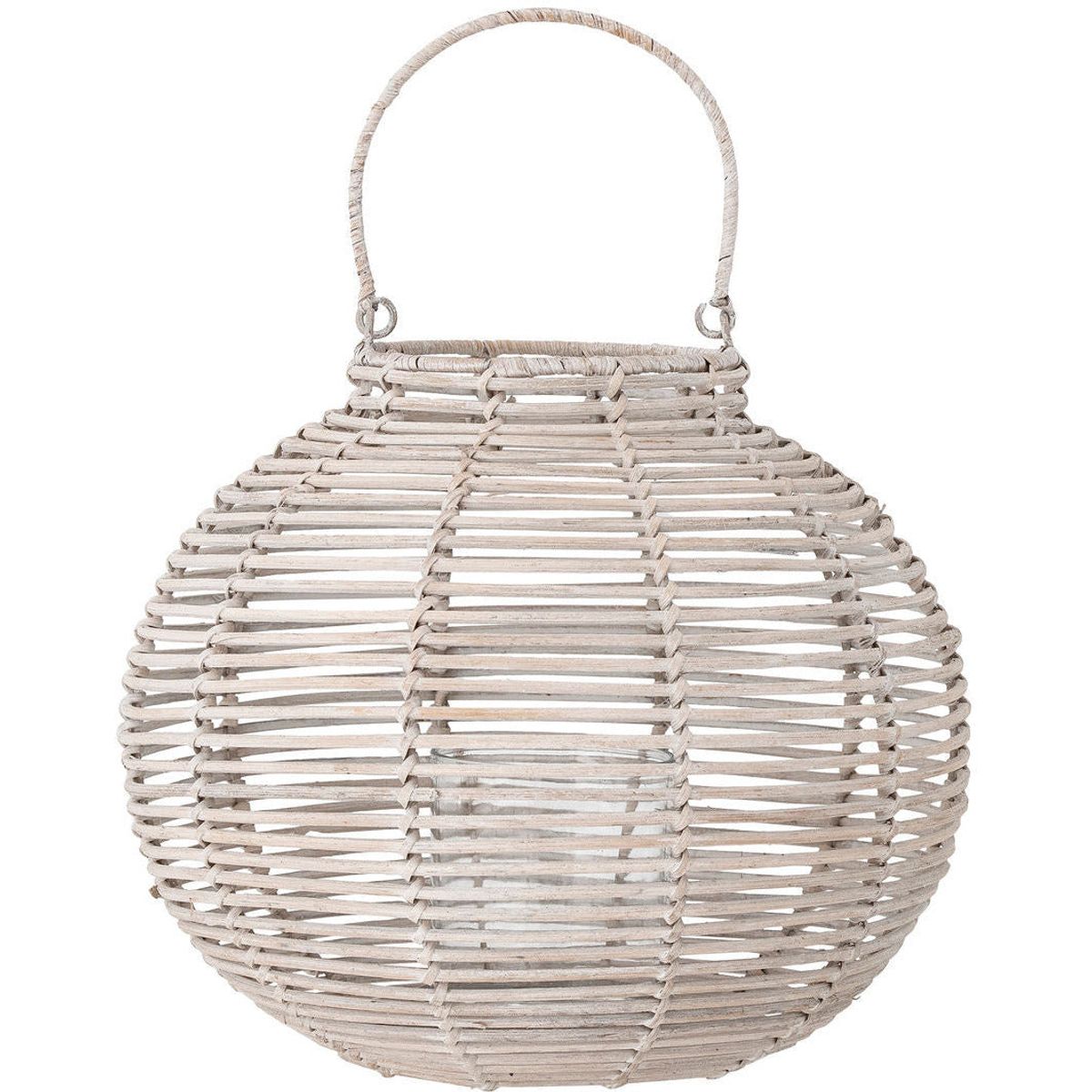 Bloomingville Malua Lanterne m/Glas, Hvid, Rattan