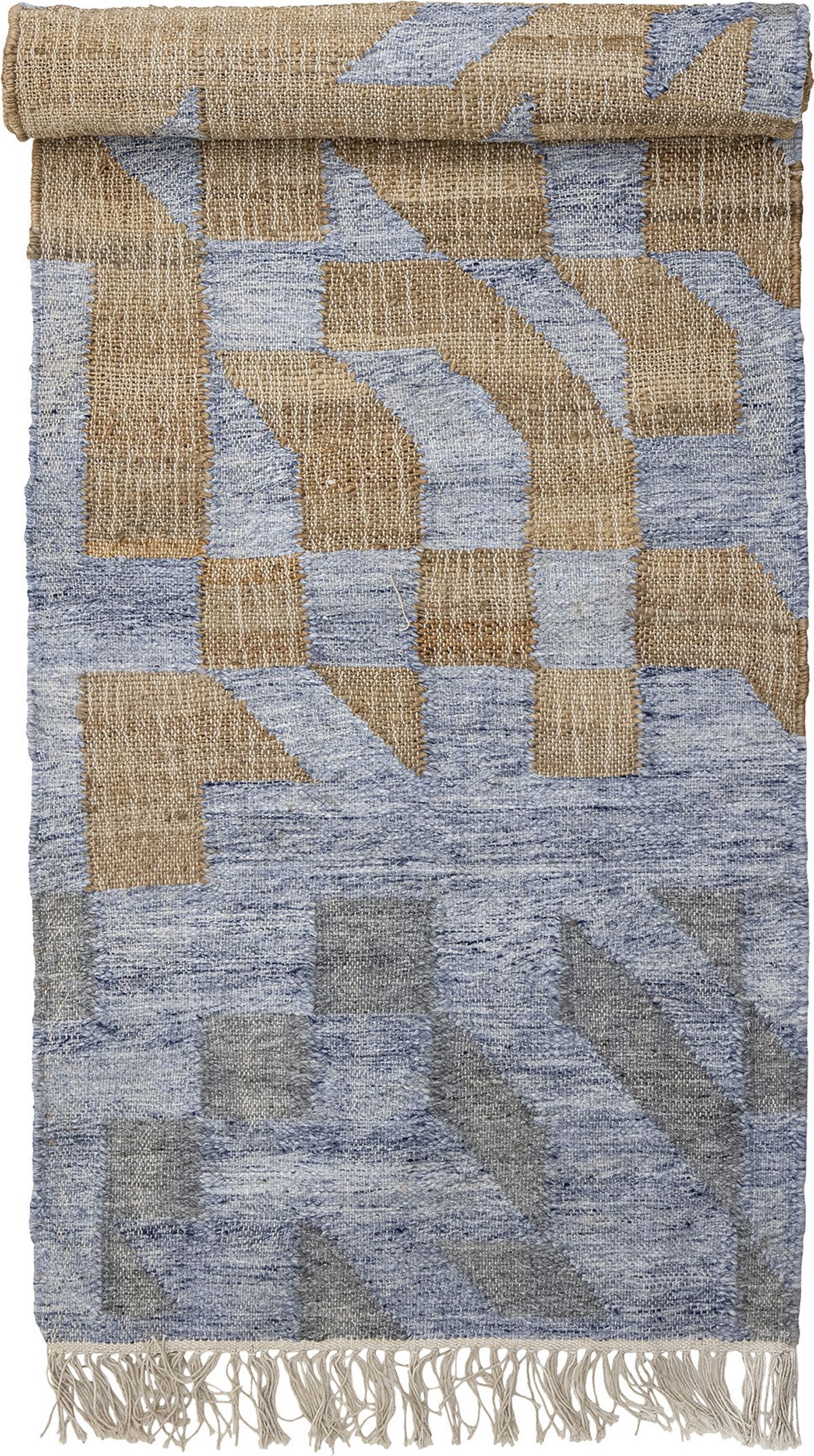 Bloomingville - Vikka Tæppe - Blå - Jute - 75x245 Cm