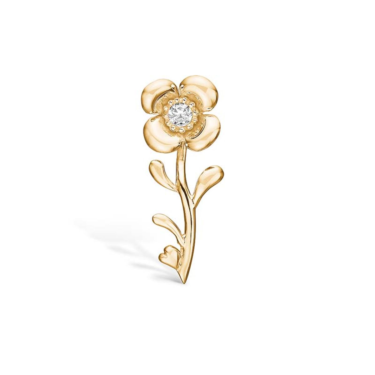 Blossom forgyldt blomster broche med hvid cz