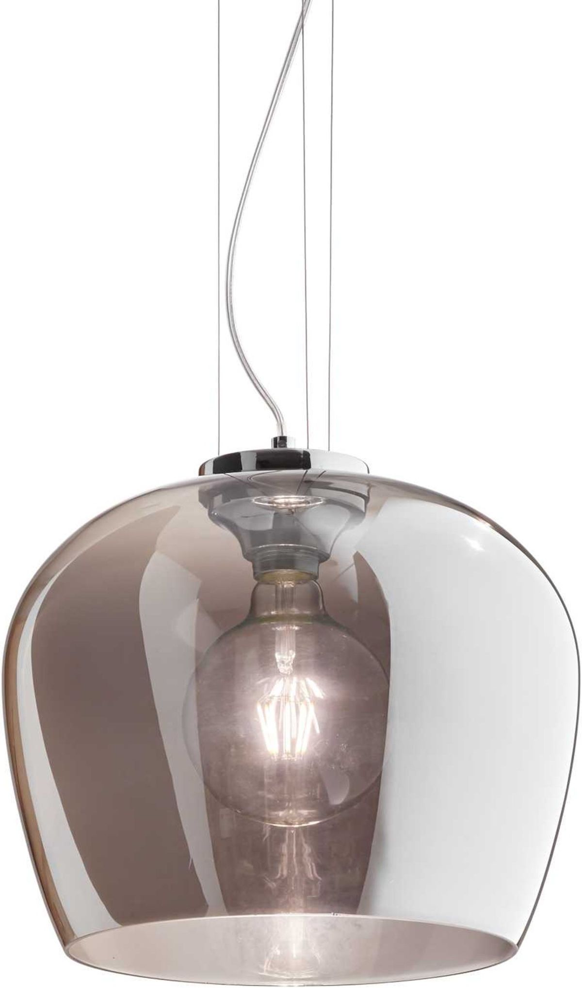 Blossom, Pendel lampe, E27 max 1 x 60W, E27, røg/krom, glas, metal, Ø320xHmin340/max2430mm