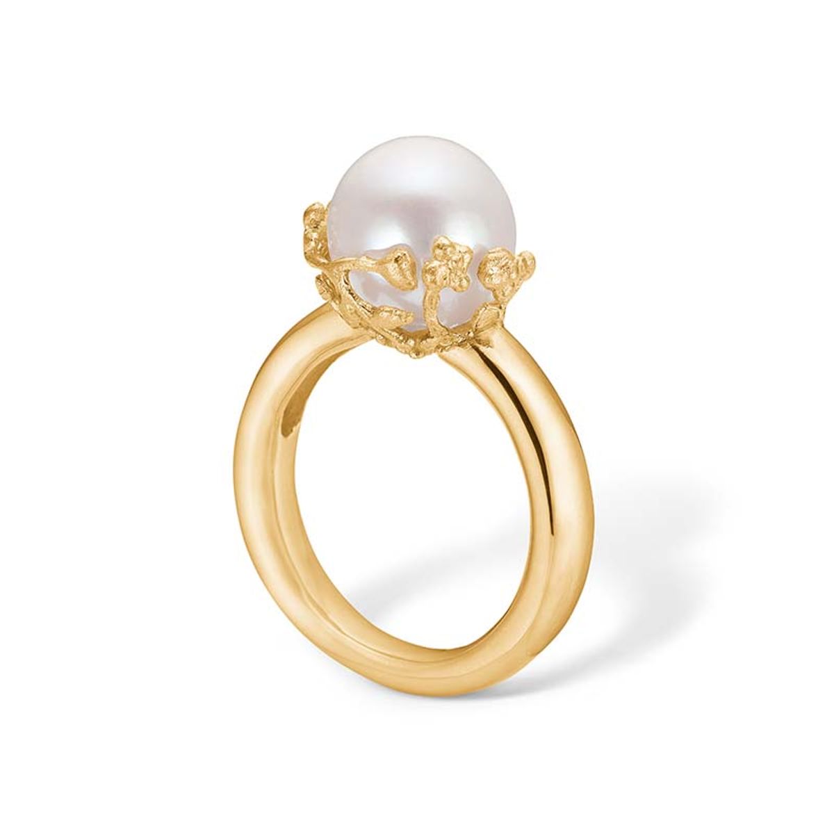 Blossom ring i 14 kt guld med perle