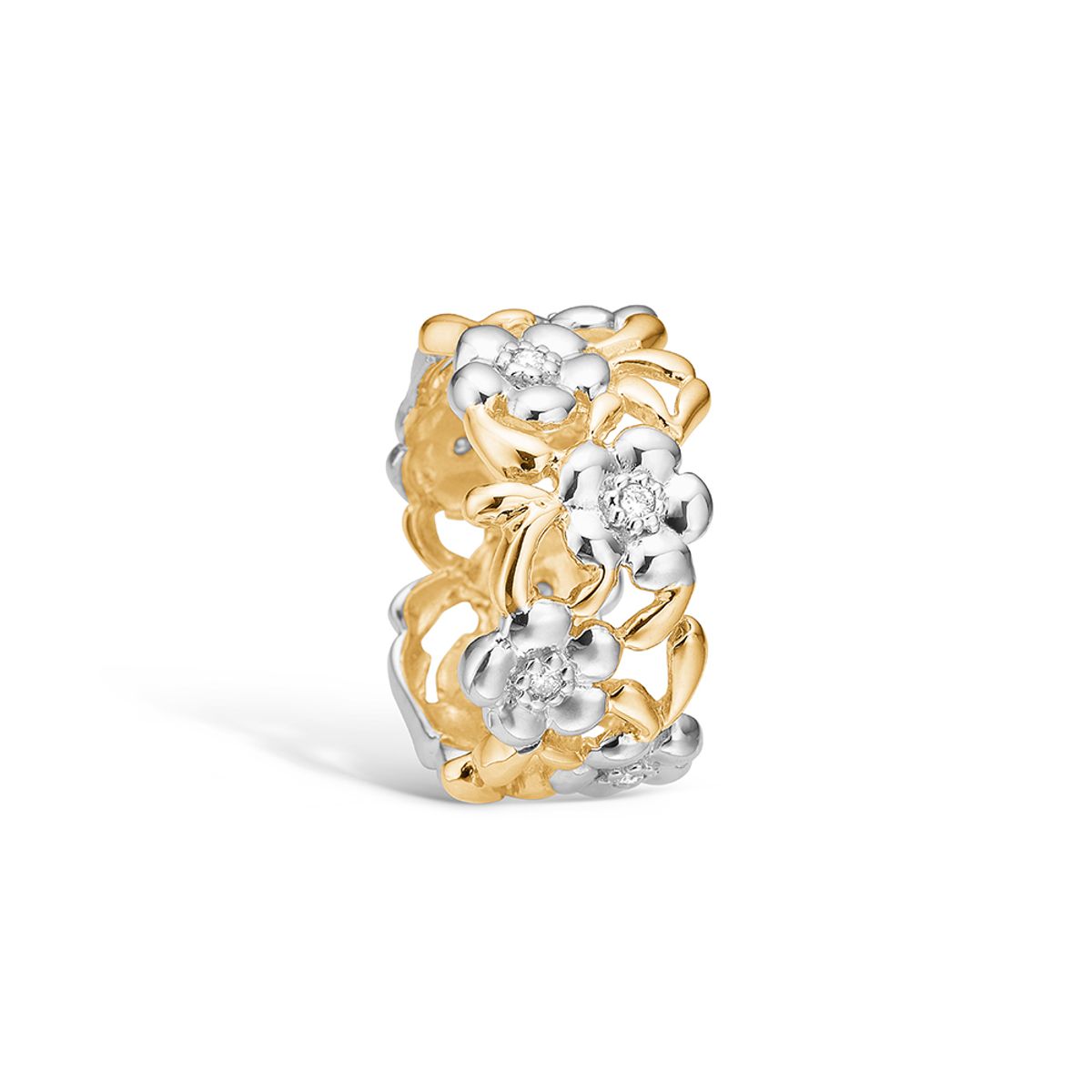 Blossom ring i 14 kt guld og hvidguld med 8 diamanter