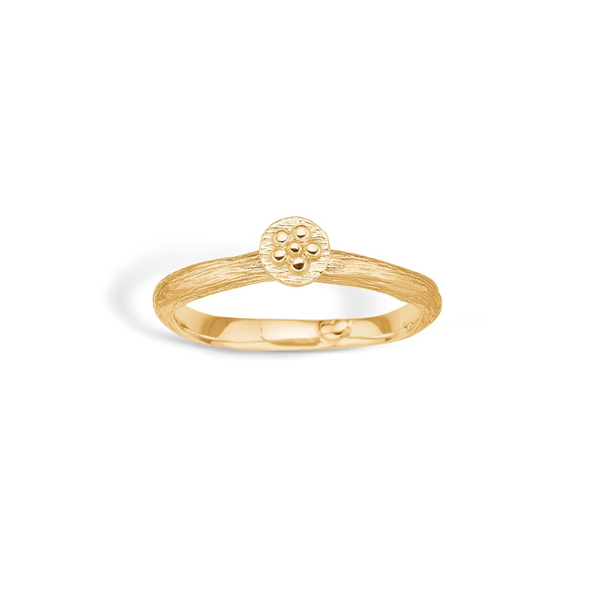 Blossom ring i 9 kt guld mat/blank blomst