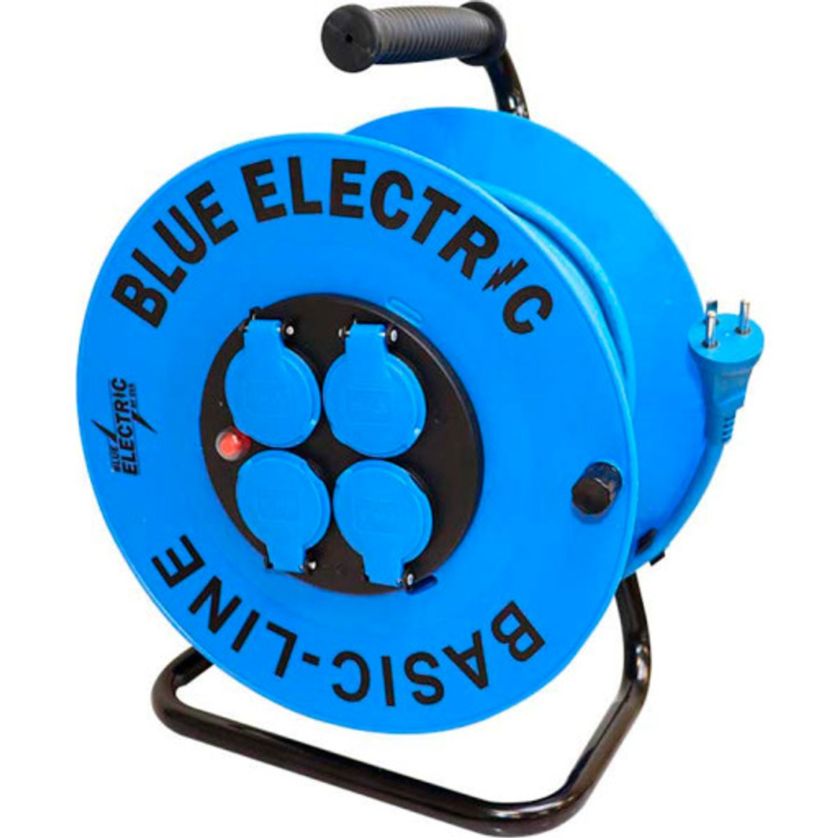 Blue Electric Basicline kabeltromle med 4 udtag, 40 meter, blå