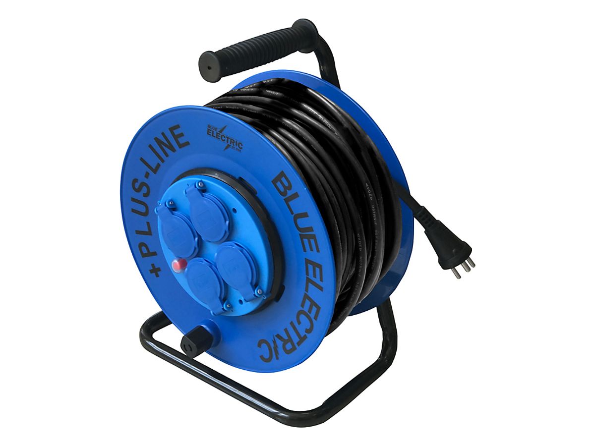 BLUE ELECTRIC Kabeltromle 40M - PlusLine Fast kerne - u/pillesikring 3x1,5 mm2 Neopren