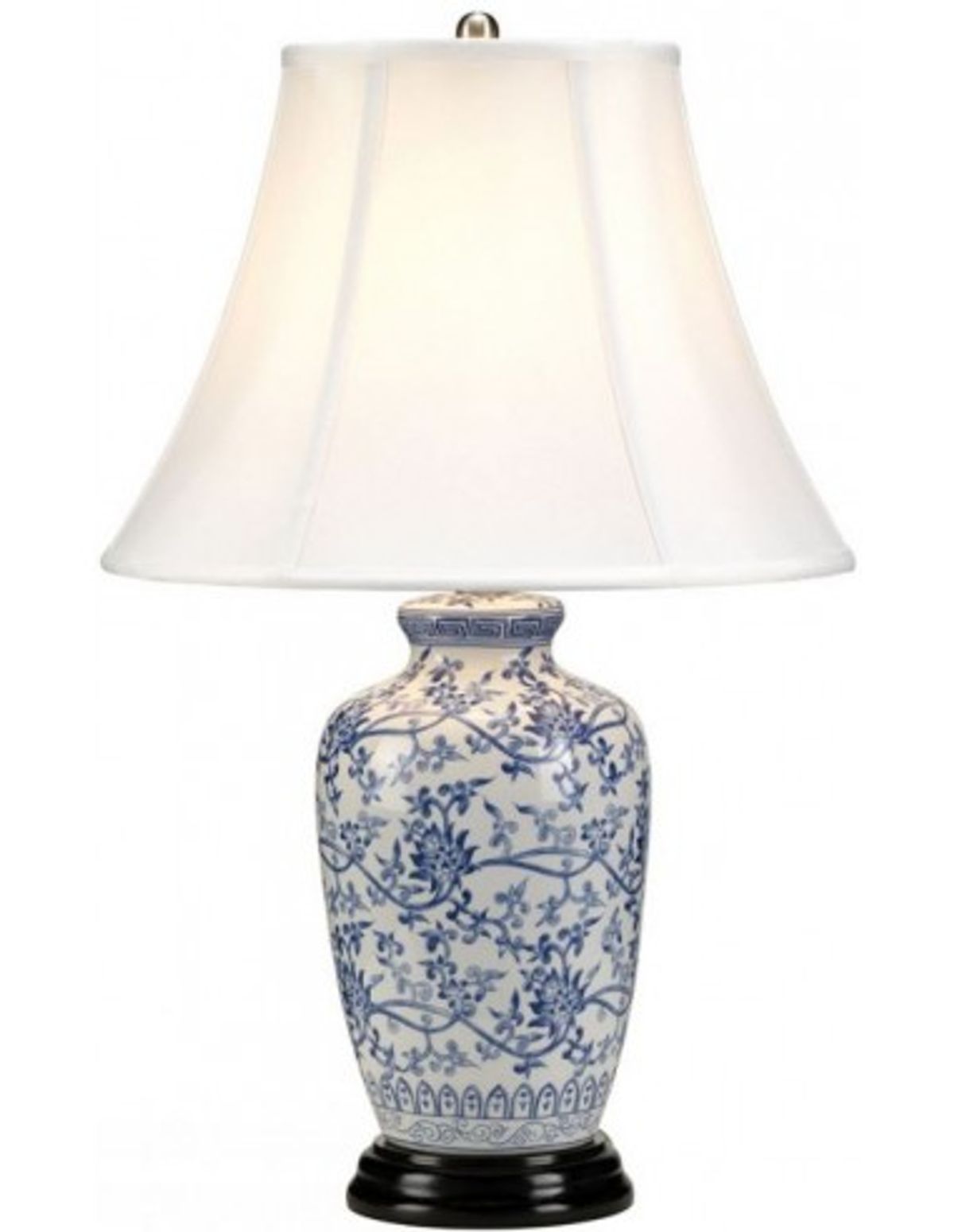 Blue Ginger Bordlampe i porcelæn og polyester H57 cm 1 x E27 - Blå/Hvid