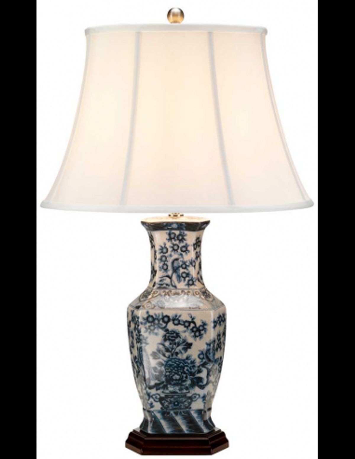 Blue Hex Bordlampe i porcelæn og polyester H75 cm 1 x E27 - Blå/Hvid