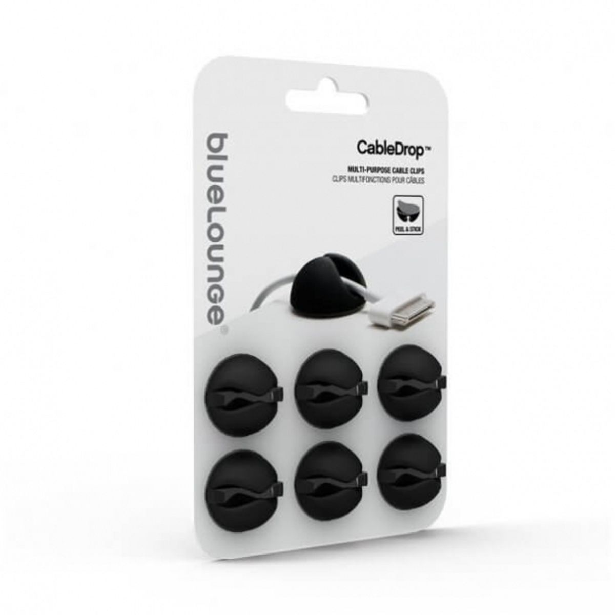 Bluelounge Cabledrop, 6 x ledningsholder, Sort