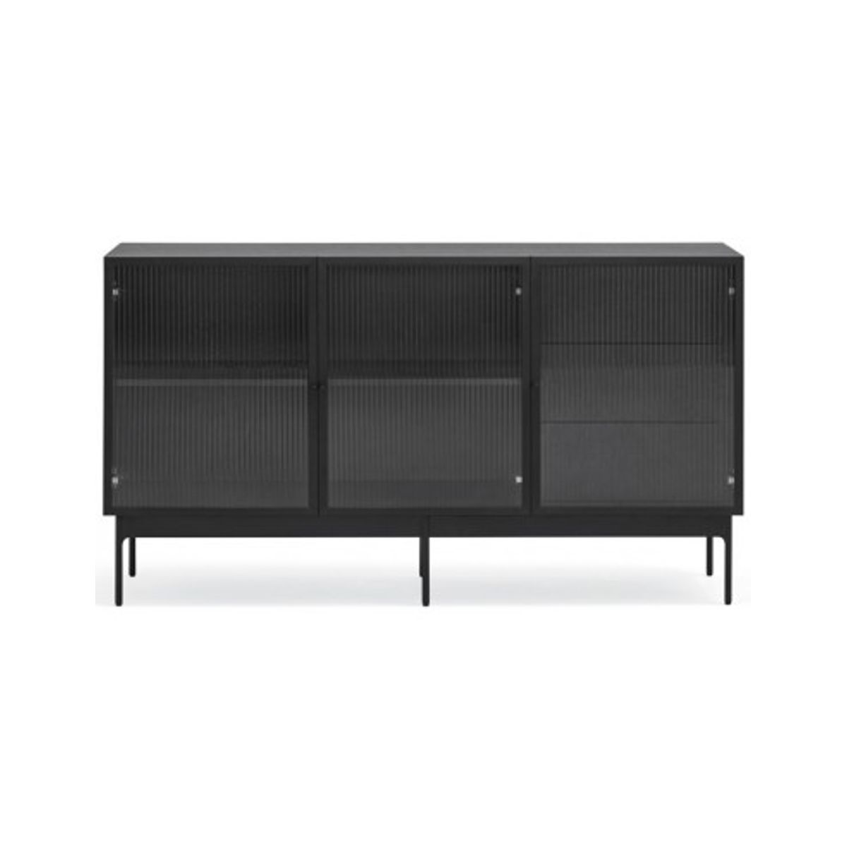 Blur sideboard i metal og mdf finér B140 cm - Sort/Klar rillet