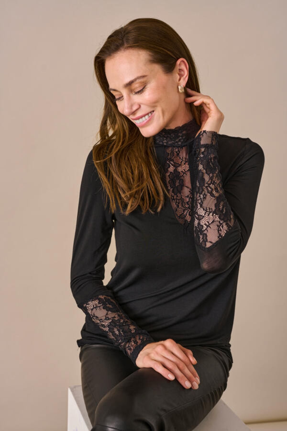 Bluse - CUpoppy Lace - Sort - Culture