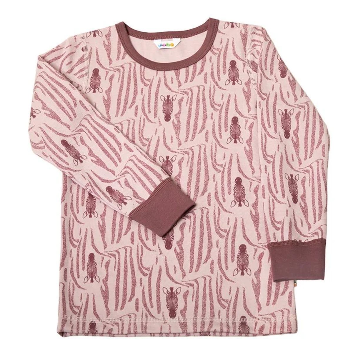 Bluse sart rosa uld-bomuld med Zebraprint