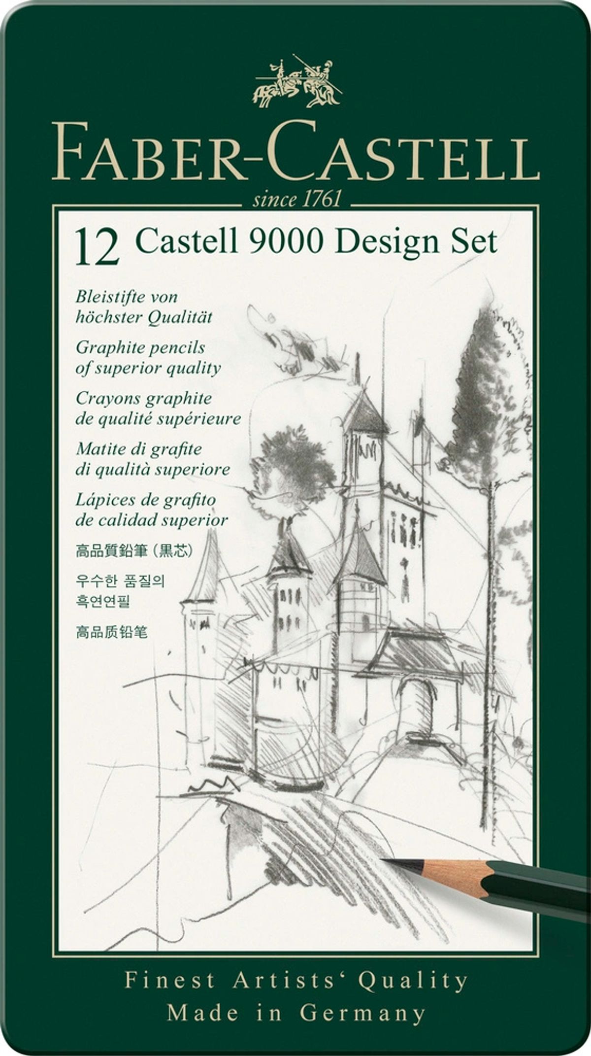 Blyant sæt pitt Faber-Castell 9000 5b-5h tin 12 ass