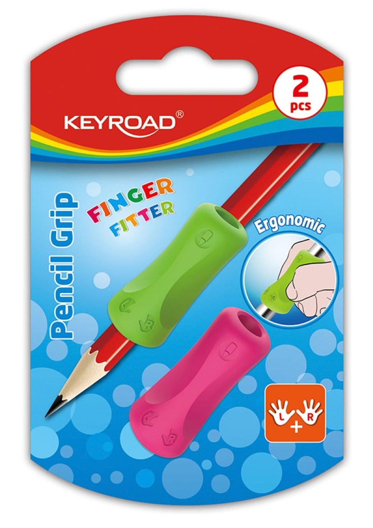 Blyantsholder KEYROAD Ergonomisk, Blandede Farver, 2stk.