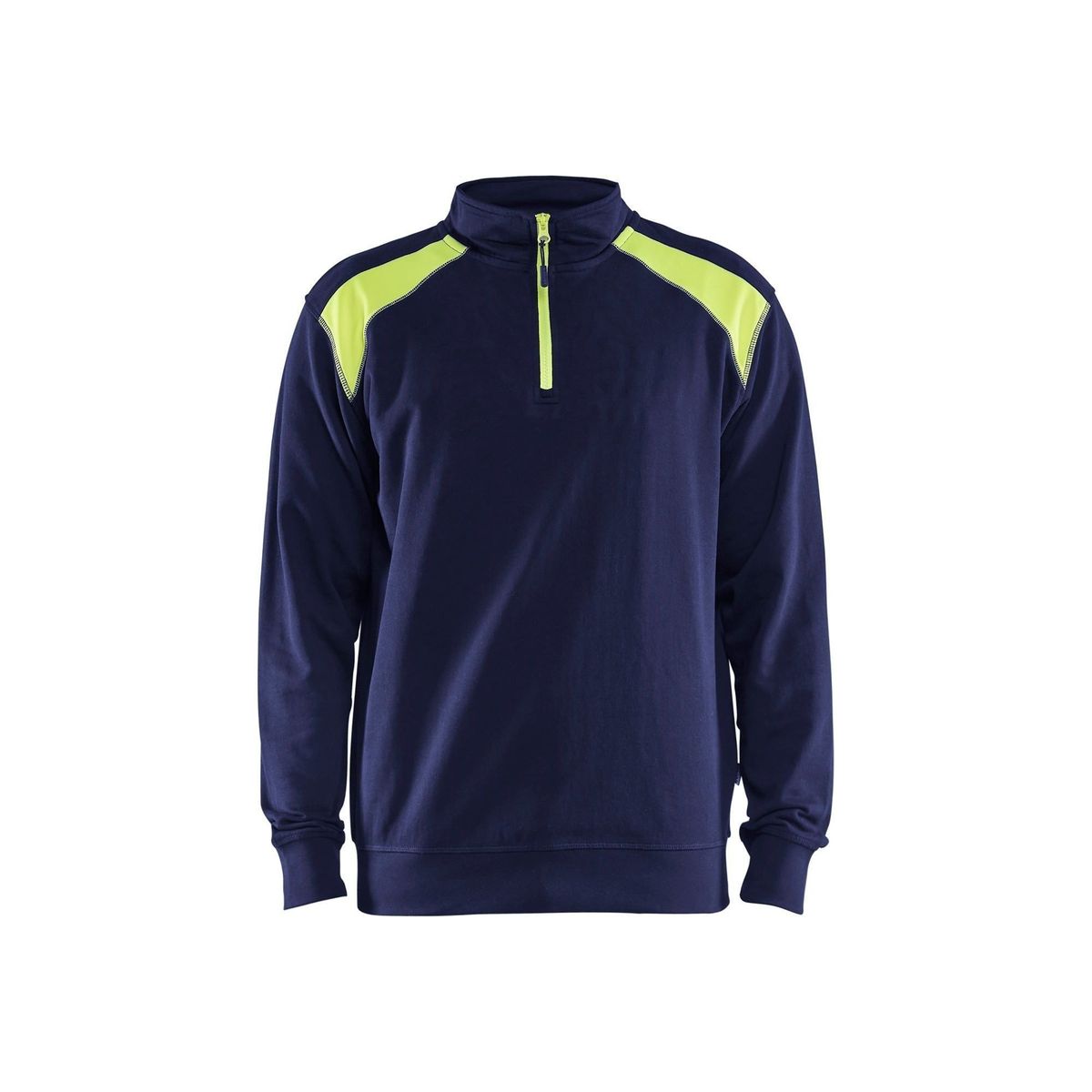 BLÅKLÄDER 3353 Sweatshirt half zip - Marineblå/High Vis Gul Herre