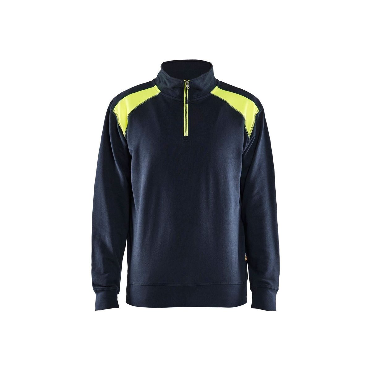 BLÅKLÄDER 3353 Sweatshirt half zip - Mørk Marineblå/High Vis Gul Herre