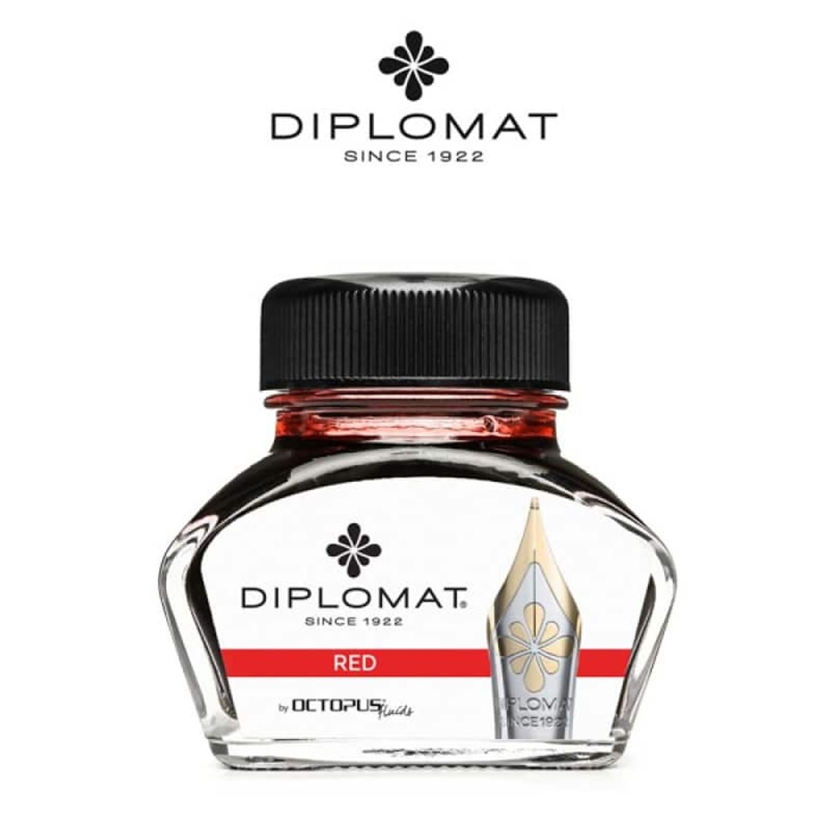 Blæk til fyldepen rød 30 ml Diplomat.