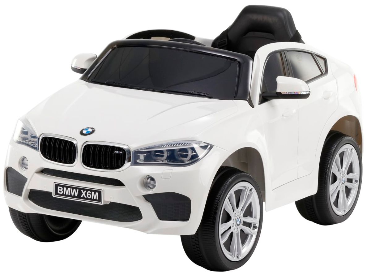 BMW X6 M elbil til børn 12v Hvid m/2.4G Remote + Gummihjul