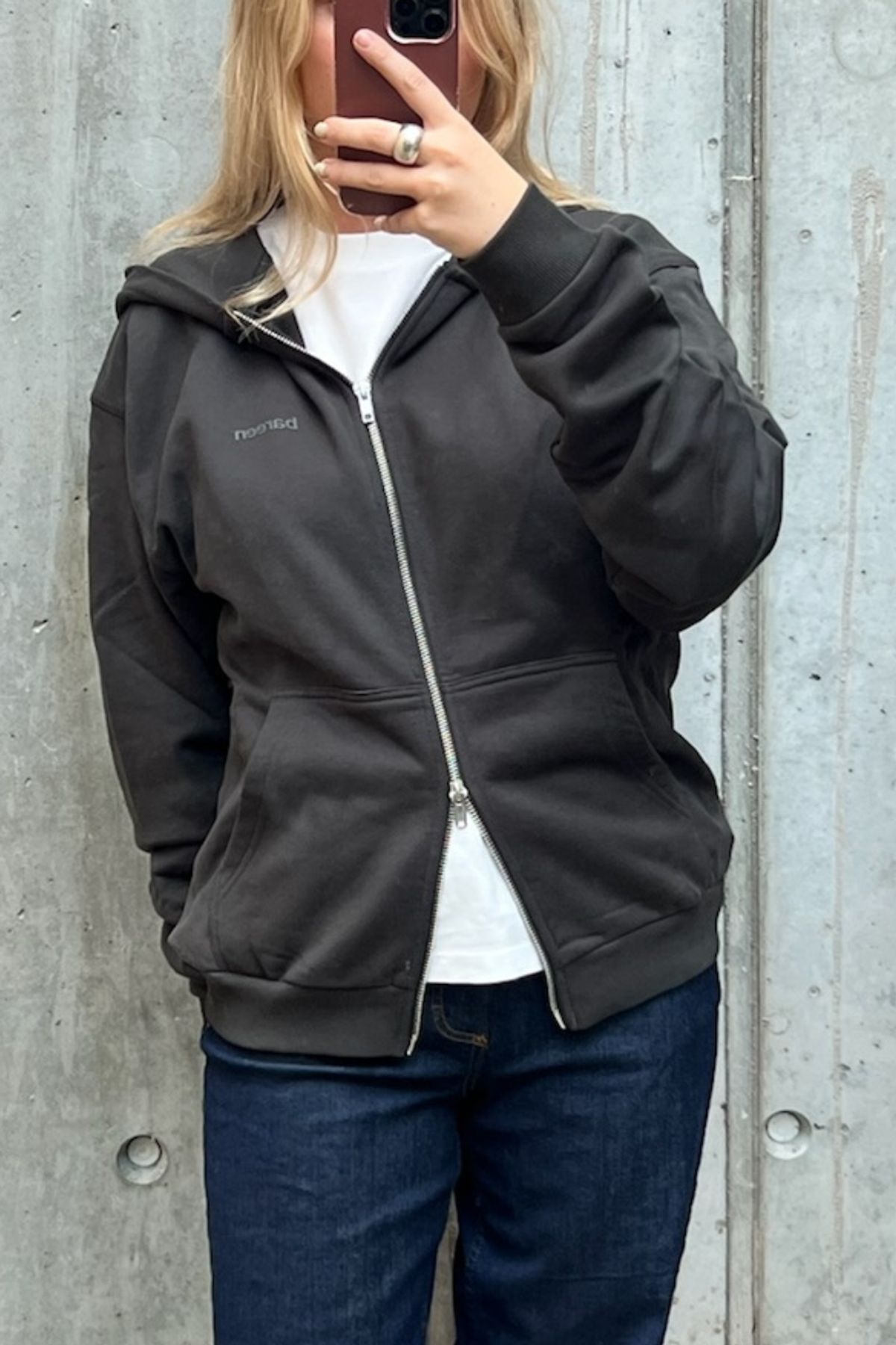 Boba Oversized Zip Hoodie - Pirate Black - bareen - Sort XS