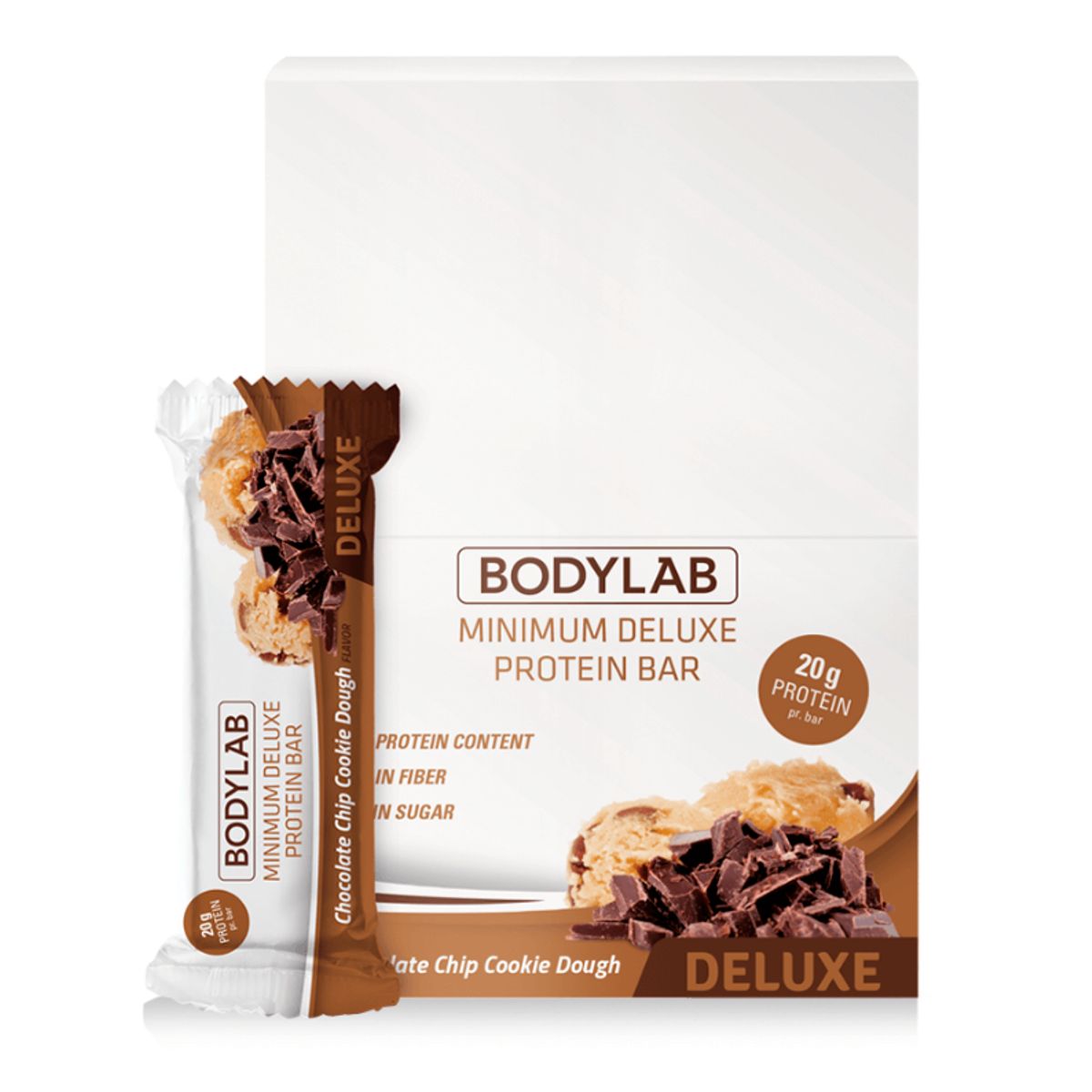 Bodylab Minimum Deluxe Protein Bar Chocolate Chip Cookie Dough, 12x65g.