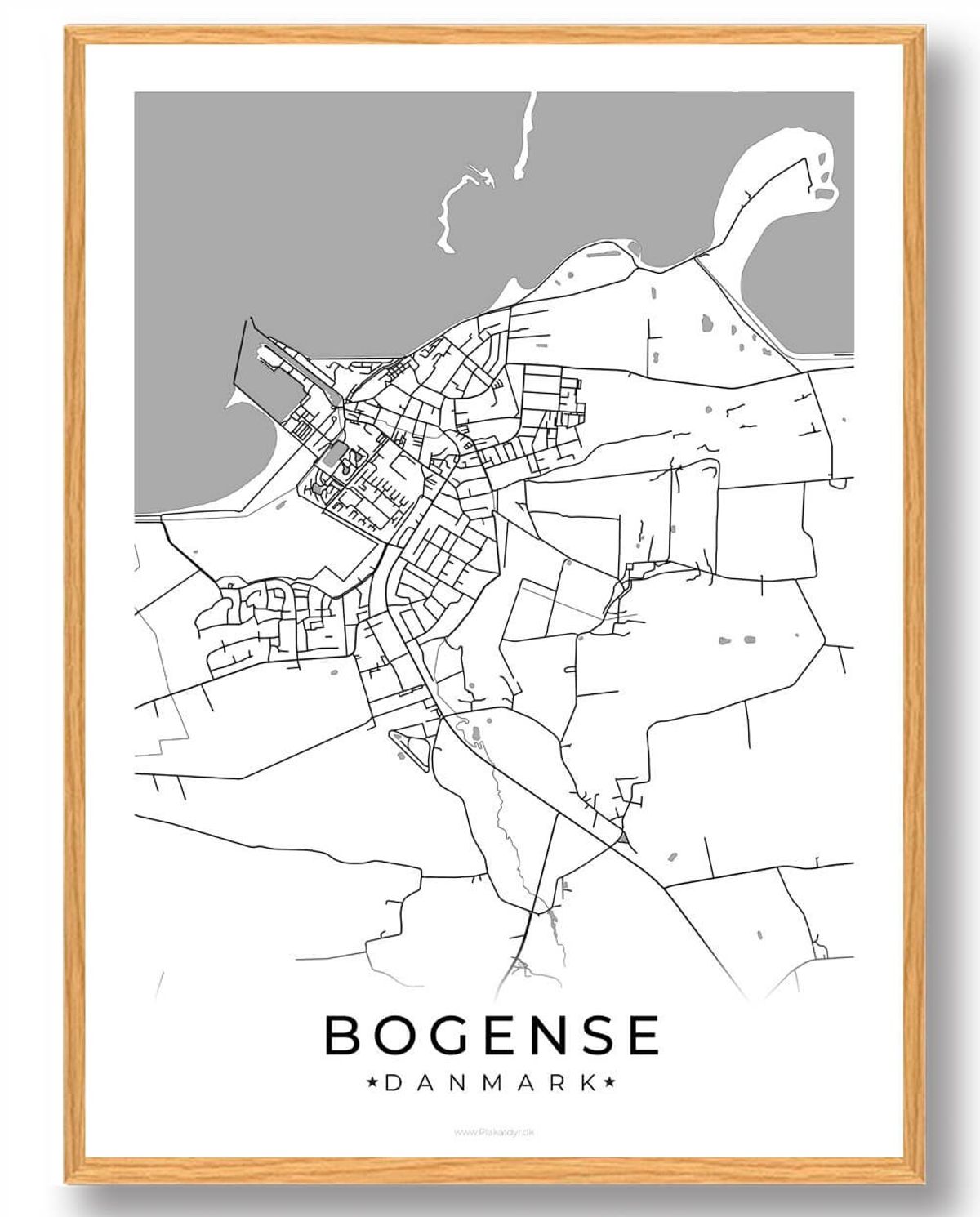 Bogense by plakat - hvid (Størrelse: L - 50x70cm (B2))