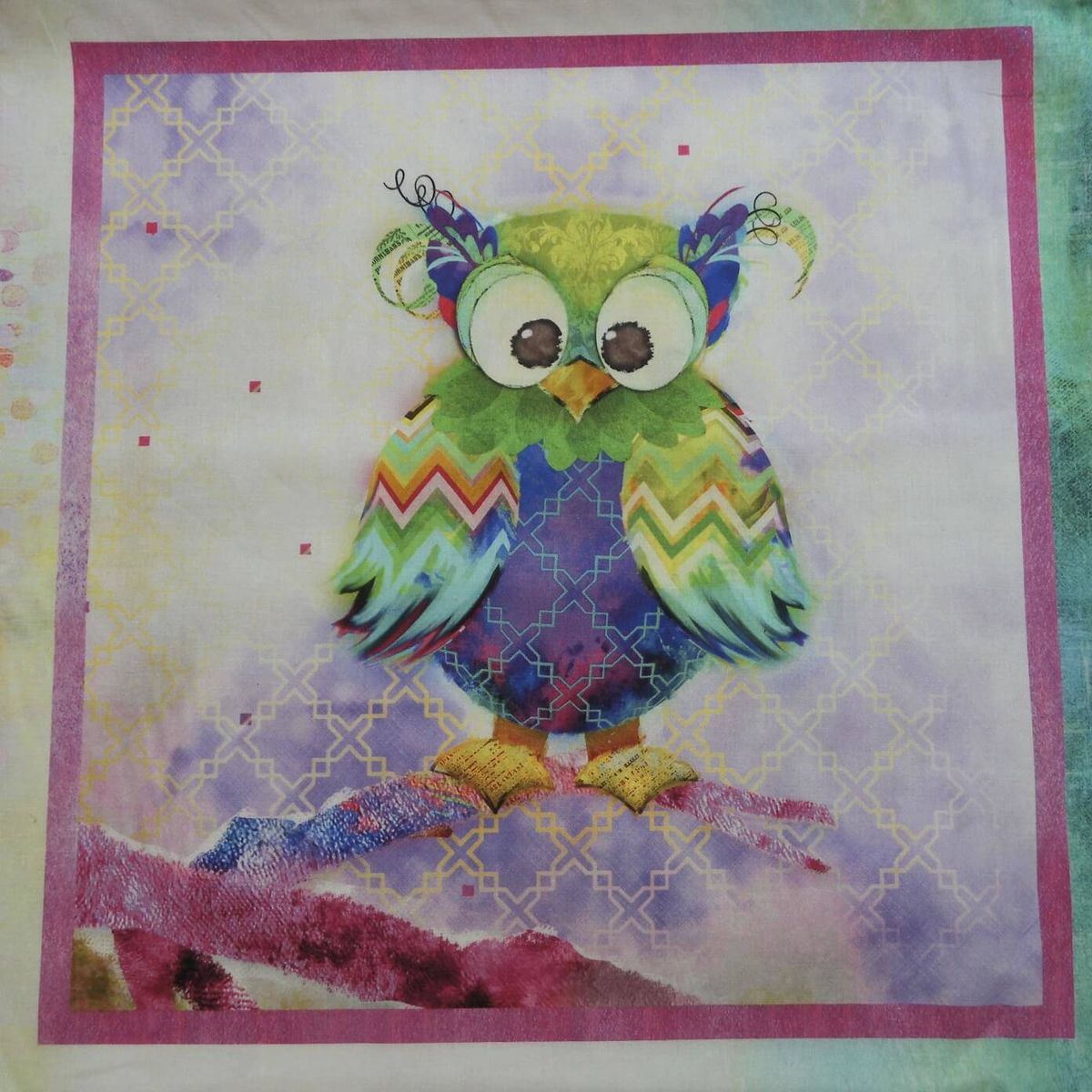 Boho Owls / Rapport med 4 uglemotiver - Patchwork (73) - 100% Bomuld