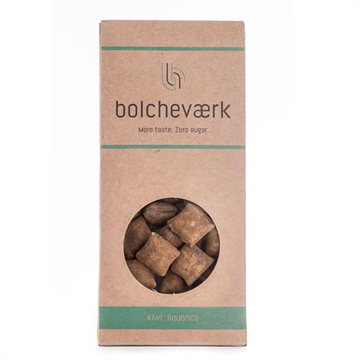 Bolcheværk Kiwi & lakrids - Sukkerfri bolcher 100 g.