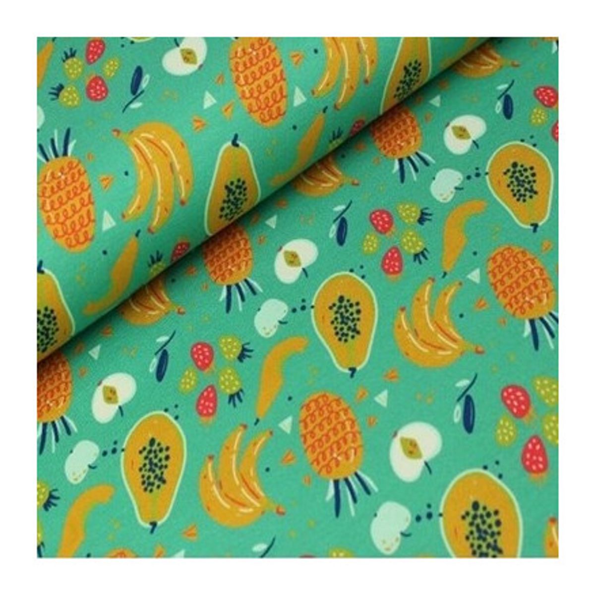 Bomuldsjersey Print Stof 150cm 003 Frugt - 50cm