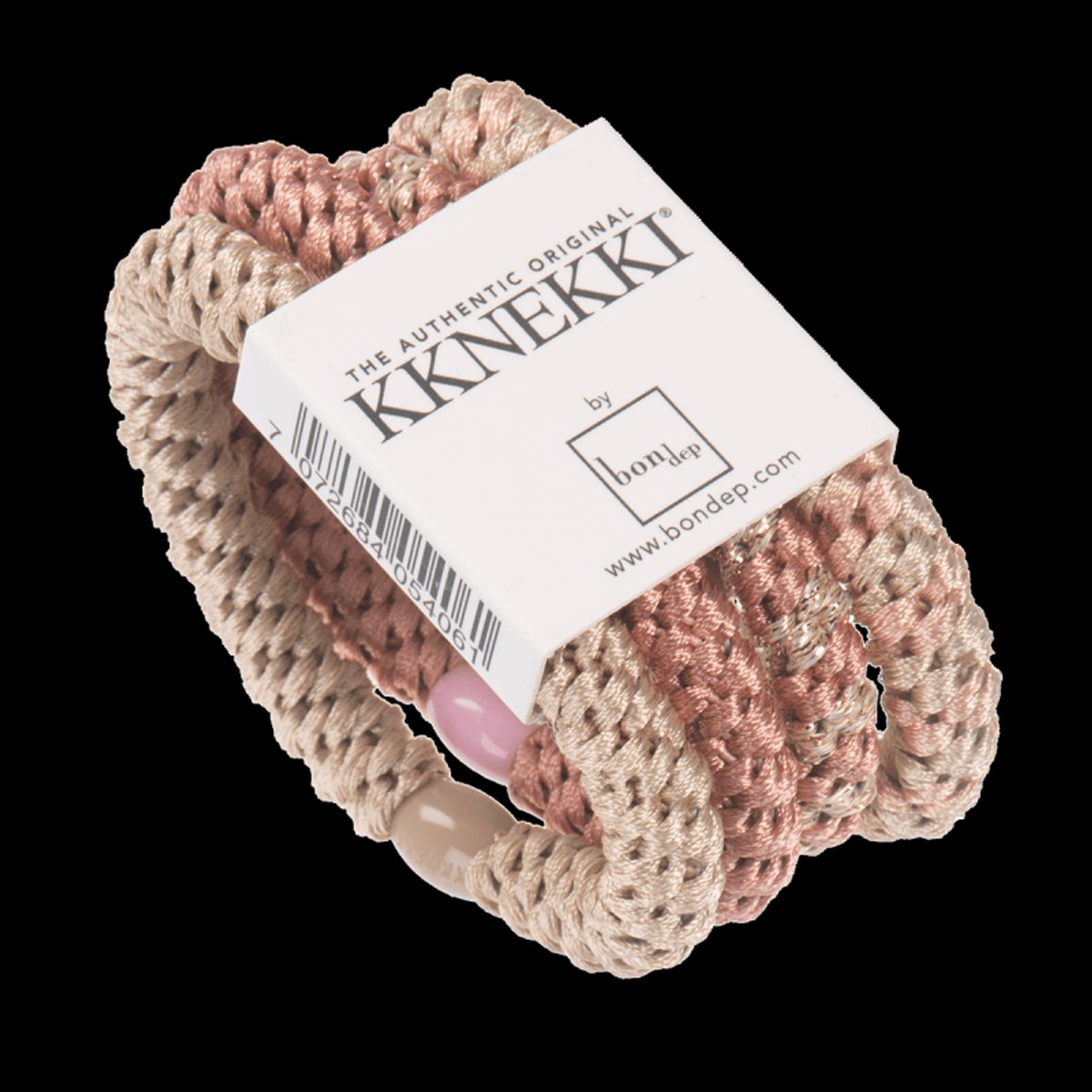 Bon Dep - Kknekki Elastikker - 4-pak Bundle 7 (Beige/Rose Glitter) - One size