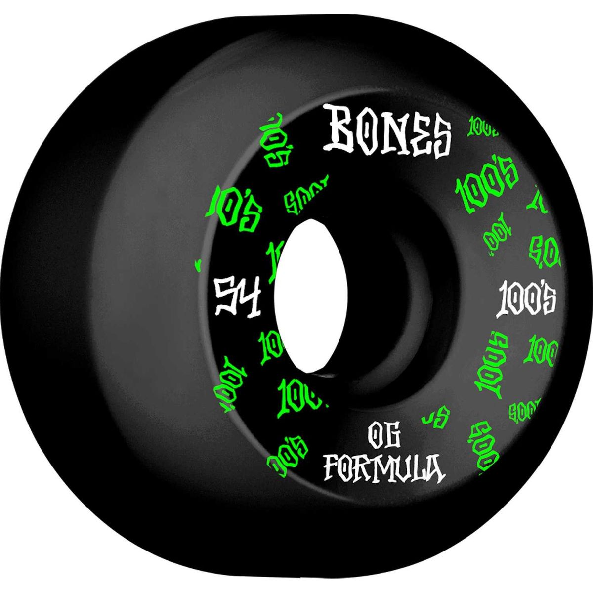 Bones Wheels Skateboard 100 54mm 100A Black V5 Sidecut 4-pak