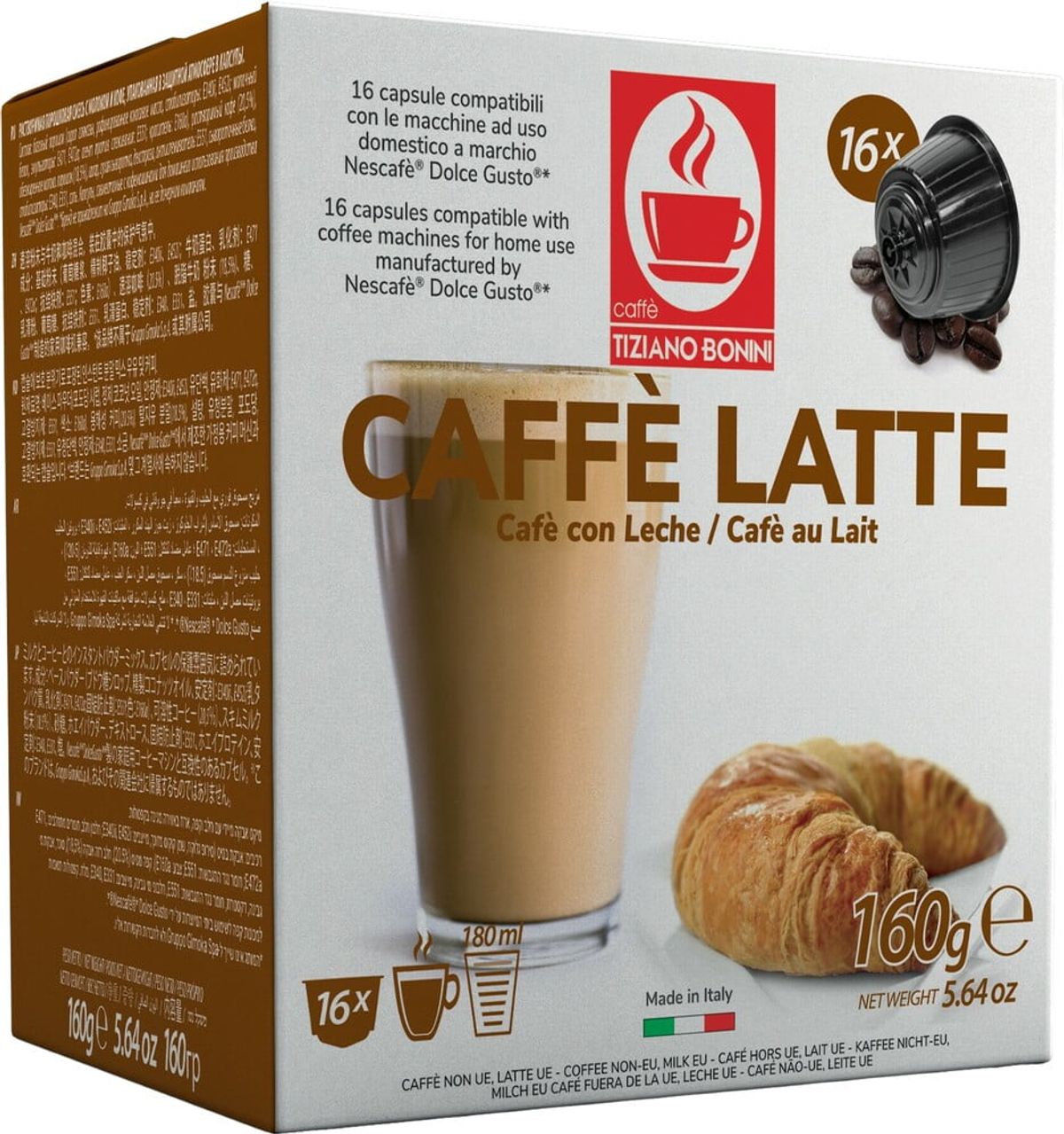 Bonini - Caffé Latte (16 stk) - Kapsler til Dolce Gusto