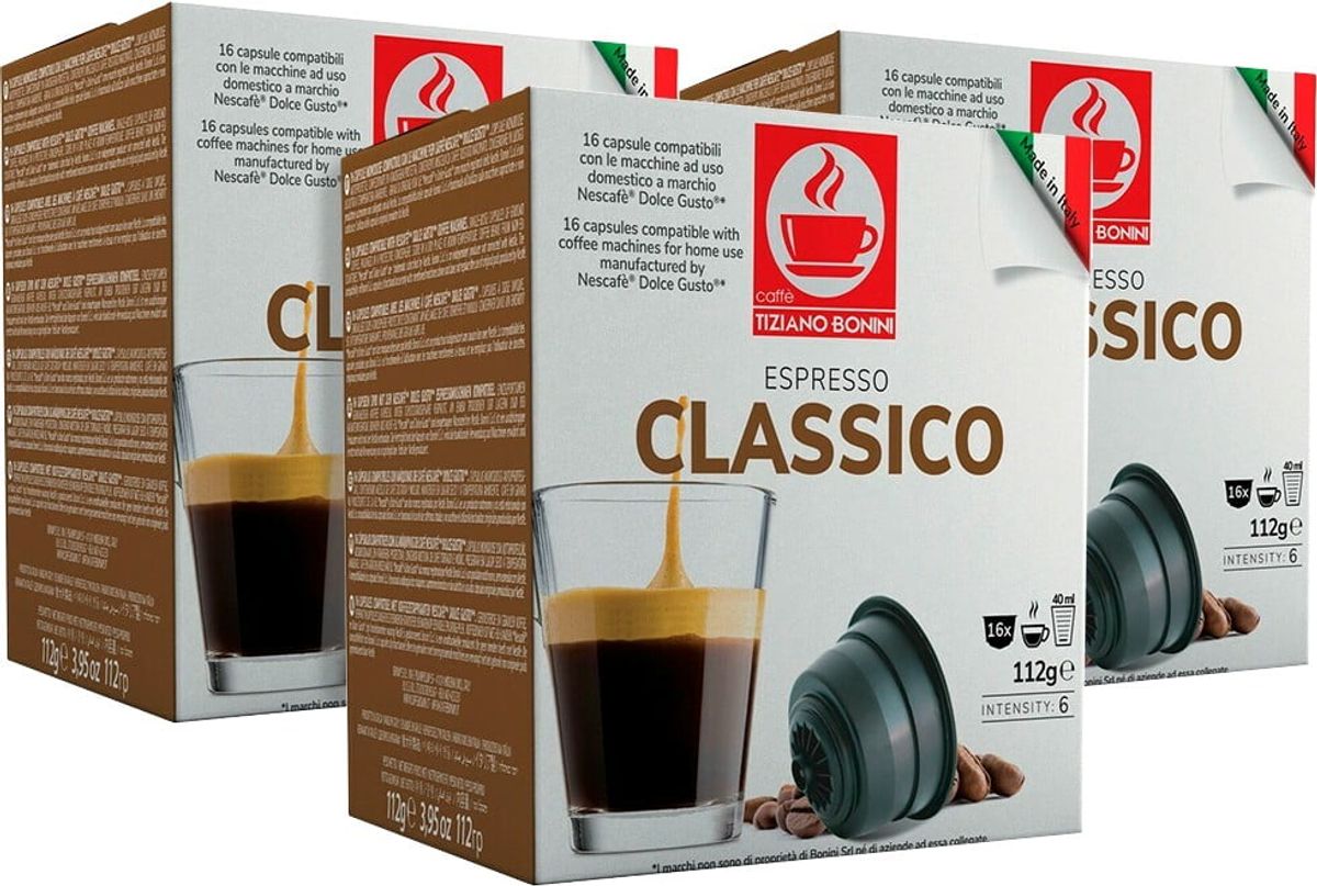 Bonini - Classico Hverdagspakke (48 stk) - Kapsler til Dolce Gusto