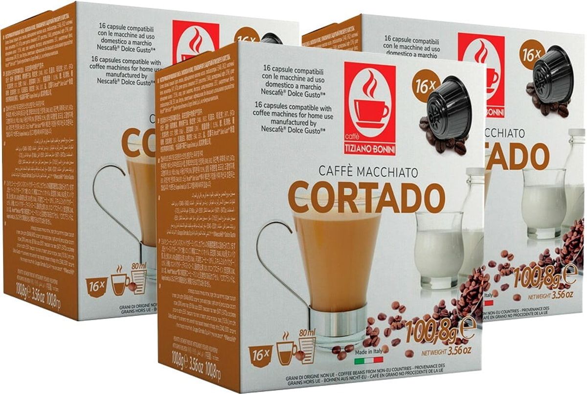 Bonini - Cortado Hverdagspakke (48 stk) - Kapsler til Dolce Gusto