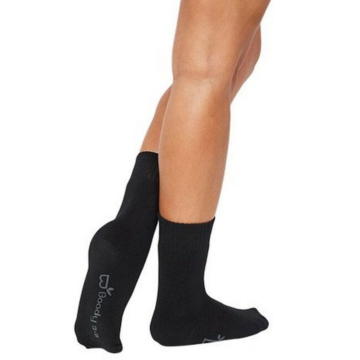 Boody - Bambus Strømper Womens Crew Boot Socks - Black 34 - 40