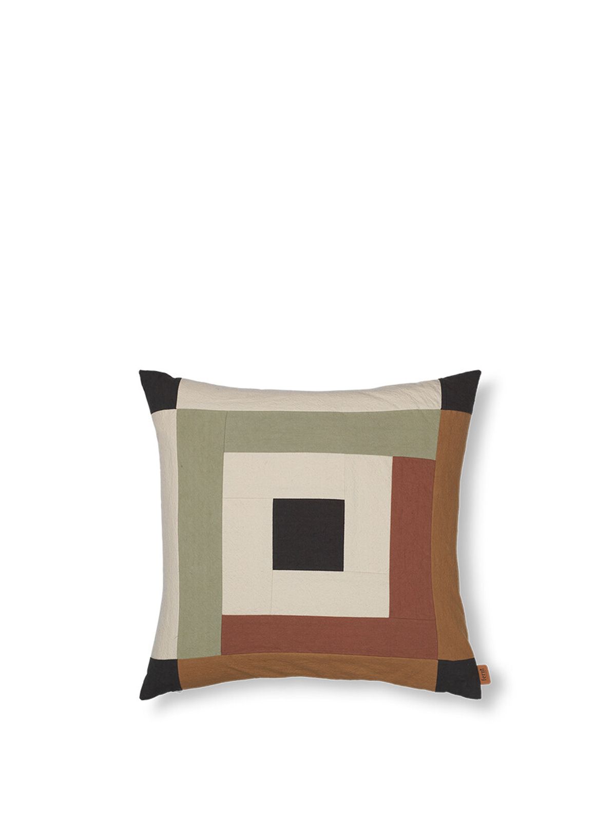 Border Patchwork Cushion fra Ferm Living (Dark Sage / Red Brown)