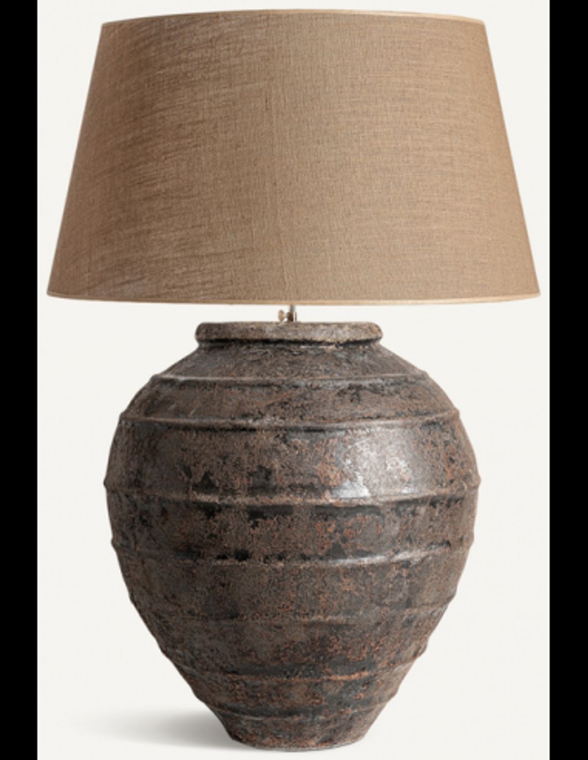 Bordlampe i keramik og jute H105 cm 1 x E27 - Rustik brun/Natur