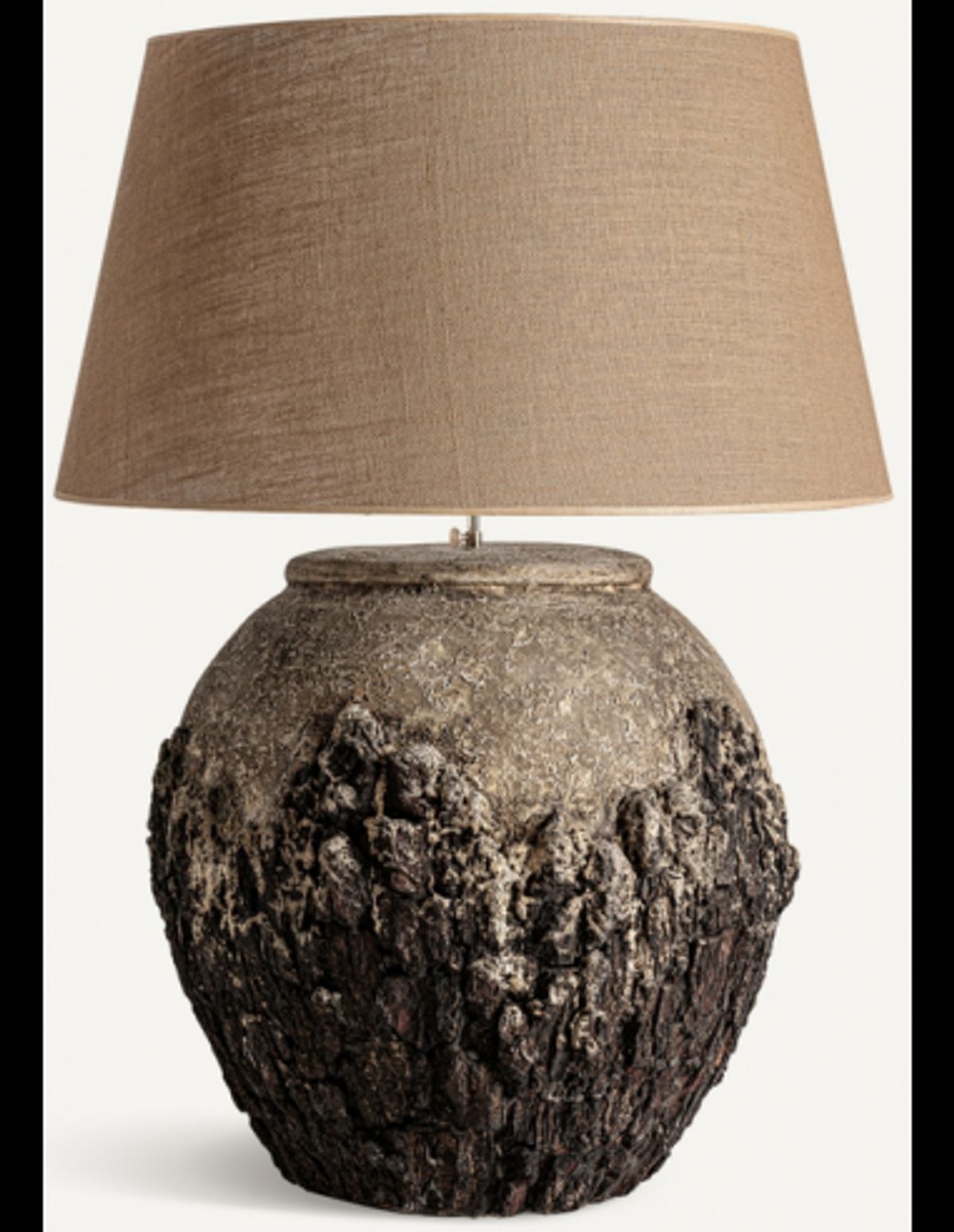 Bordlampe i keramik og jute H95 cm 1 x E27 - Rustik brun/Natur