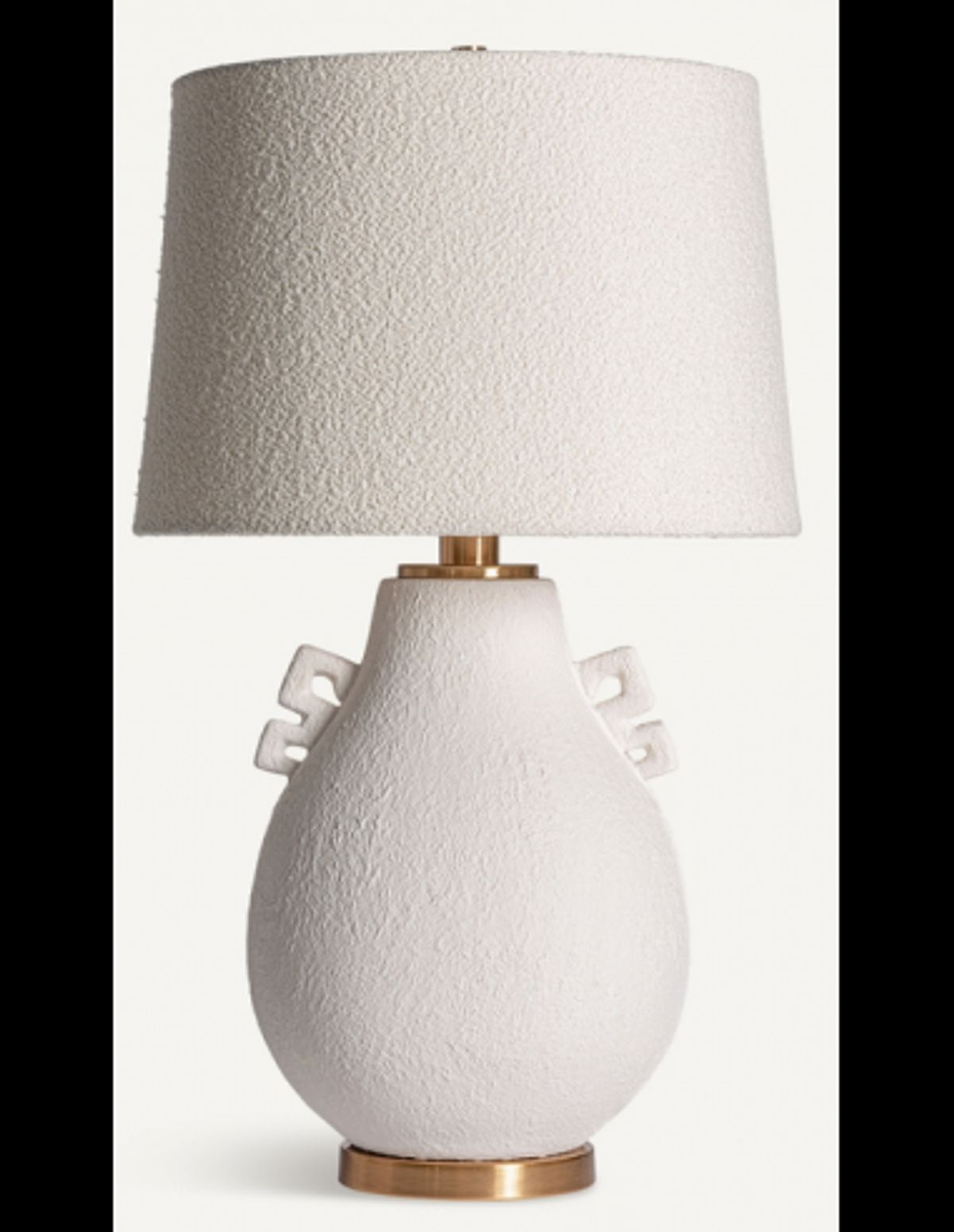 Bordlampe i keramik og polyester H81 cm - Antik messing/Cremehvid