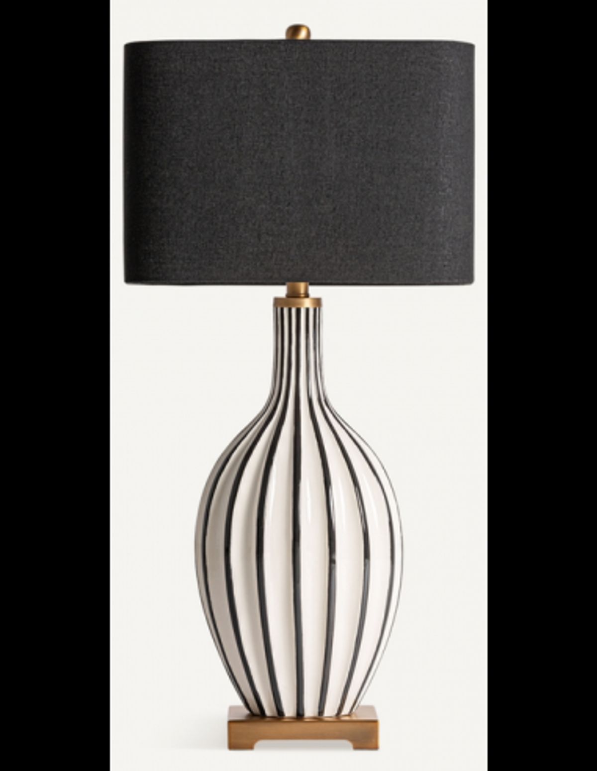 Bordlampe i keramik og polyester H82 cm - Antik guld/Hvid/Sort