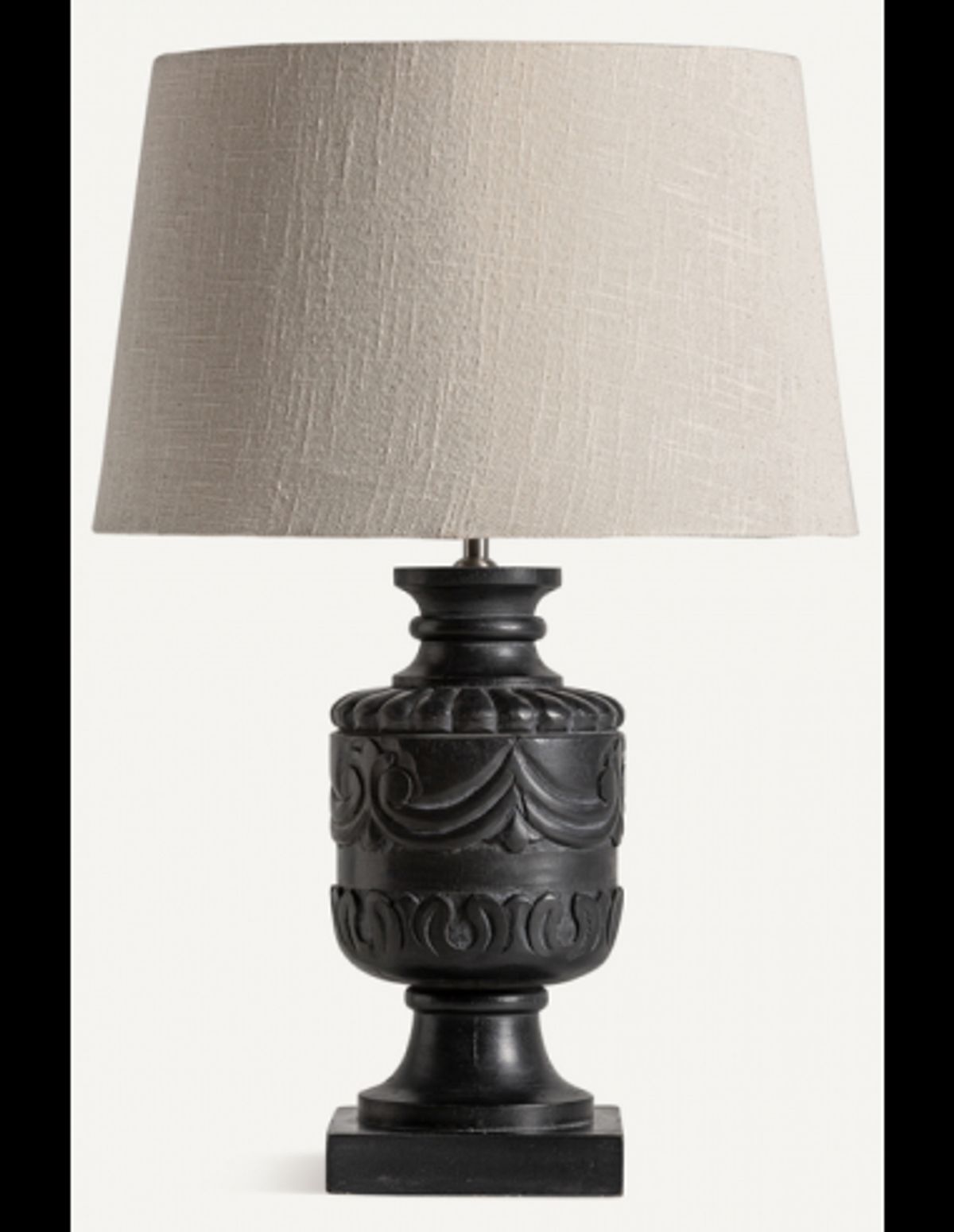 Bordlampe i mangotræ og bomuld H70 cm - Rustik sort/Beige