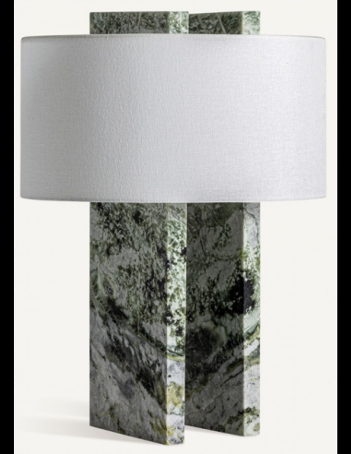 Bordlampe i marmor og polyester H50 cm 2 x E27 - Grøn marmor/Hvid