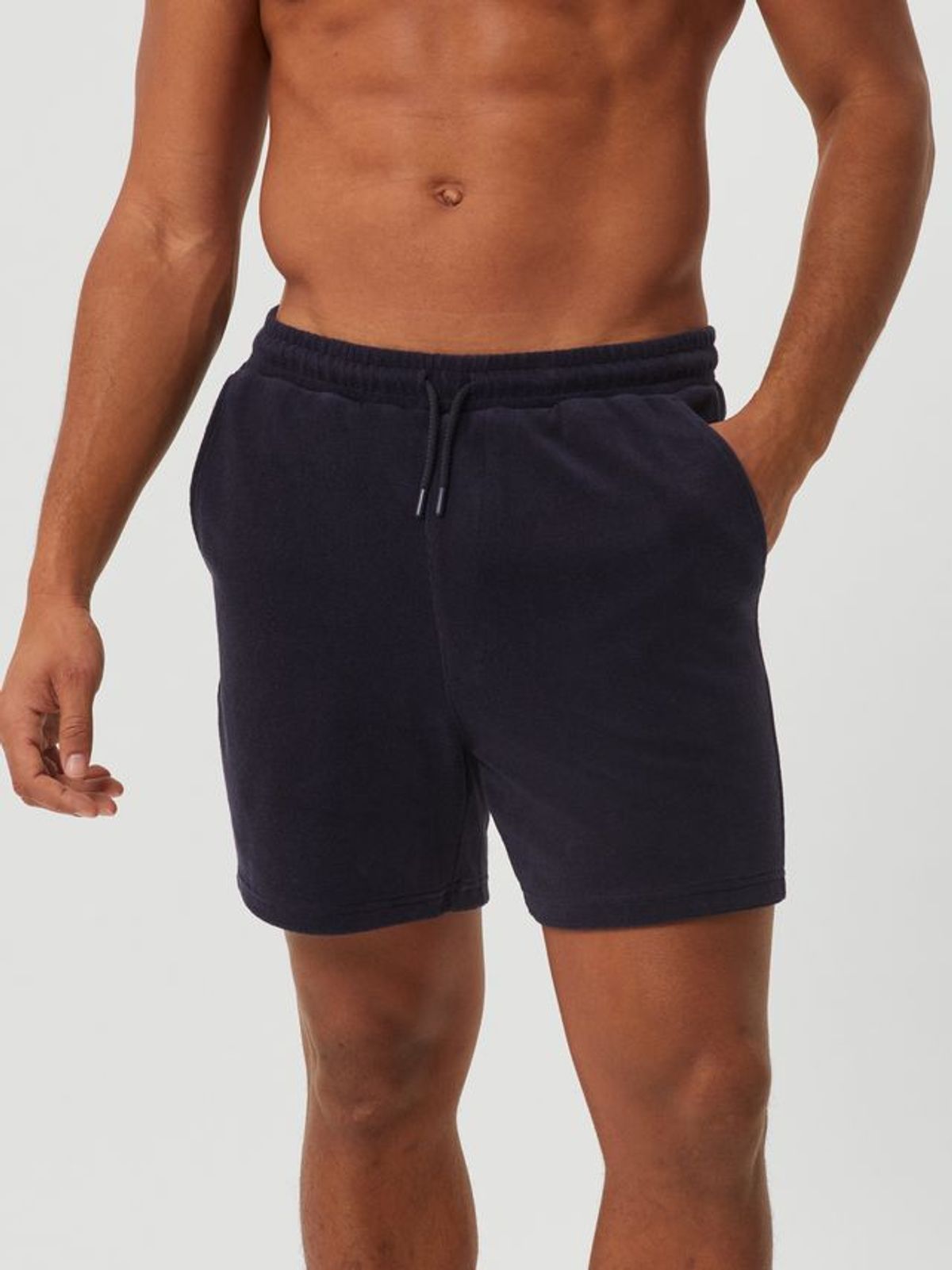 BORG TOWELING POOL SHORTS, EGRET