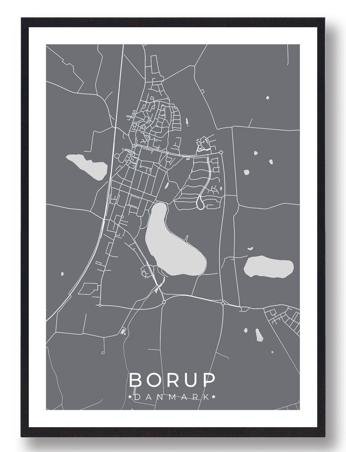 Borup by plakat - grå (Størrelse: L - 50x70cm (B2))