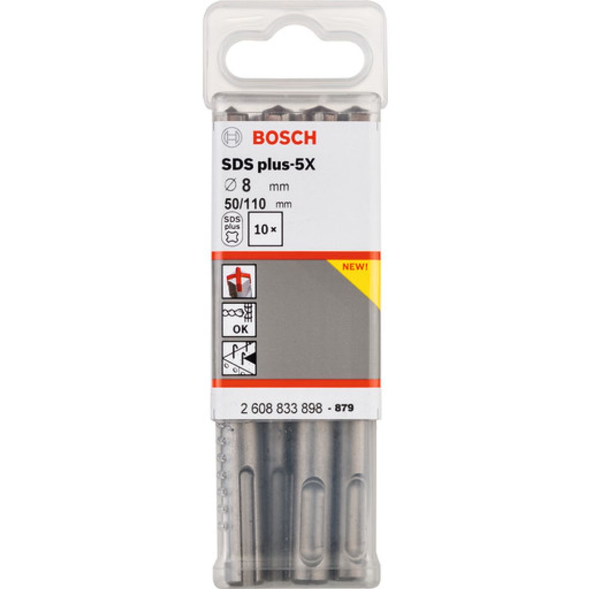 Bosch 4-skærs hammerbor SDS-plus-5X, 8x50/110 mm, 10 stk.